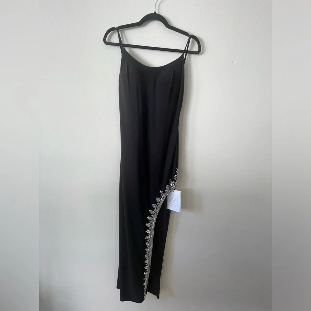 NWT Mac DUGGAL RHINESTONE ENCRUSTED SIDE SLIT CAMI BODYCON GOWN size 4 - Picture 9 of 15